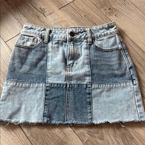 Denim Patchwork Mini Skirt